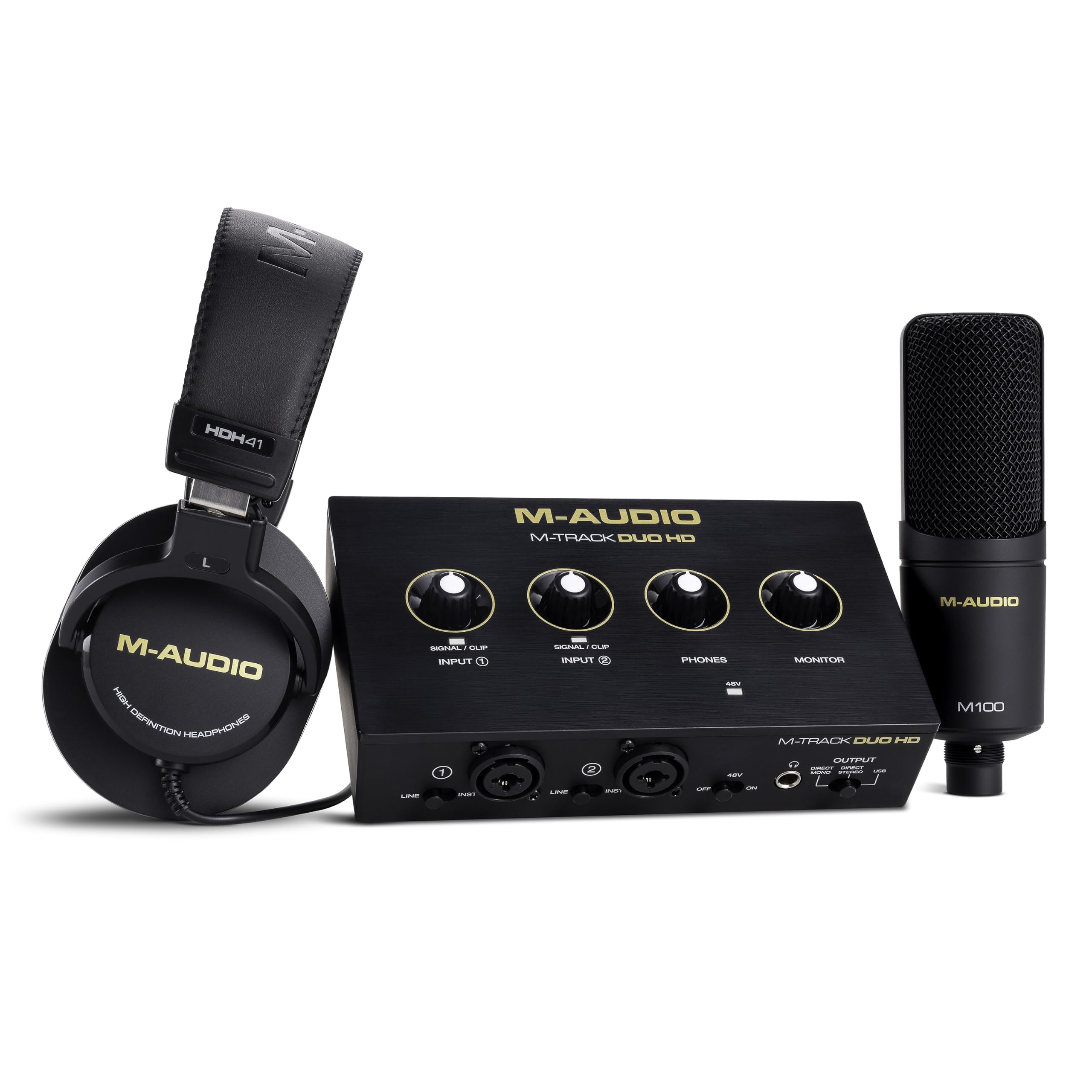 Amazon.com: M-AUDIO M-Track Duo HD Recording Studio Pack | 2 XLR